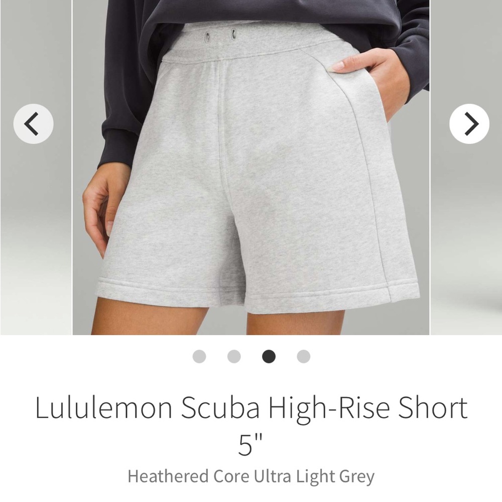 Lululemon Scuba High-Rise Short 5"
Heathered Core Ultra Light Grey